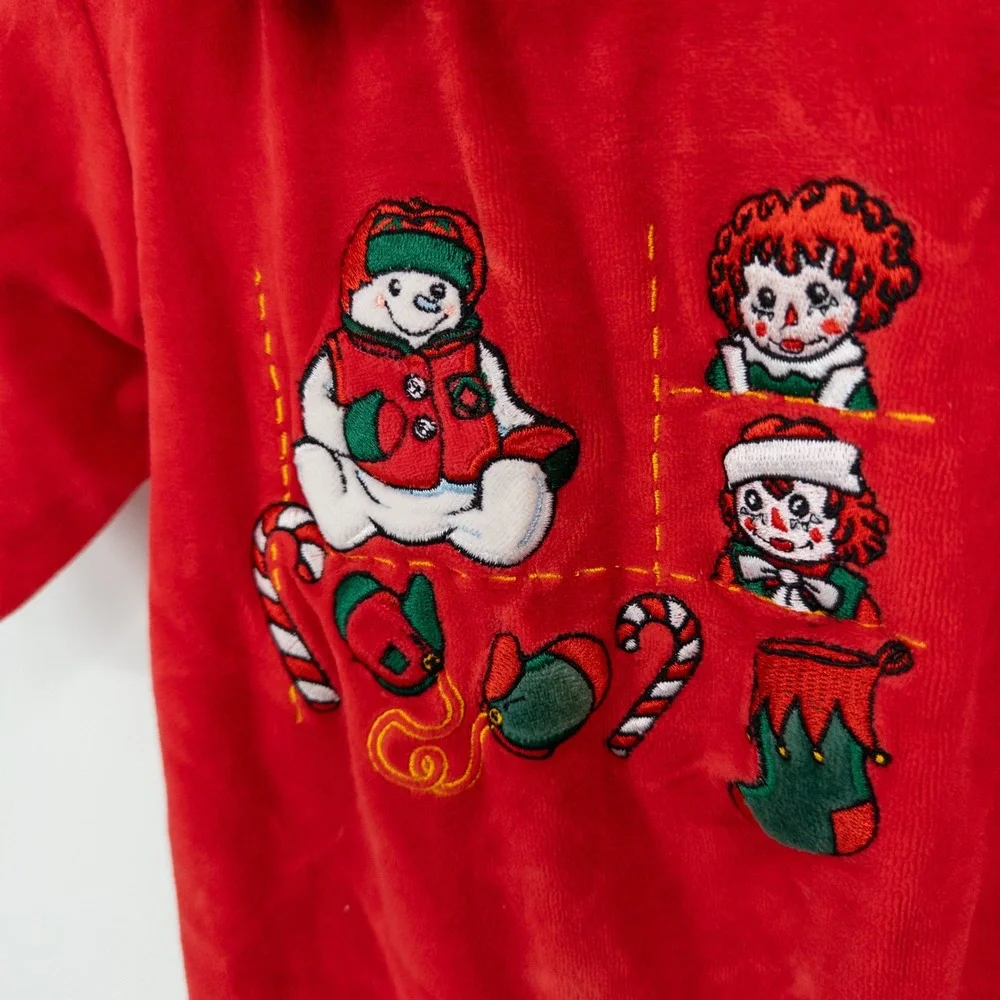 Vintage 90s Raggedy Ann Christmas Baby Romper 3-6‎ Months Snowden & Friends Red